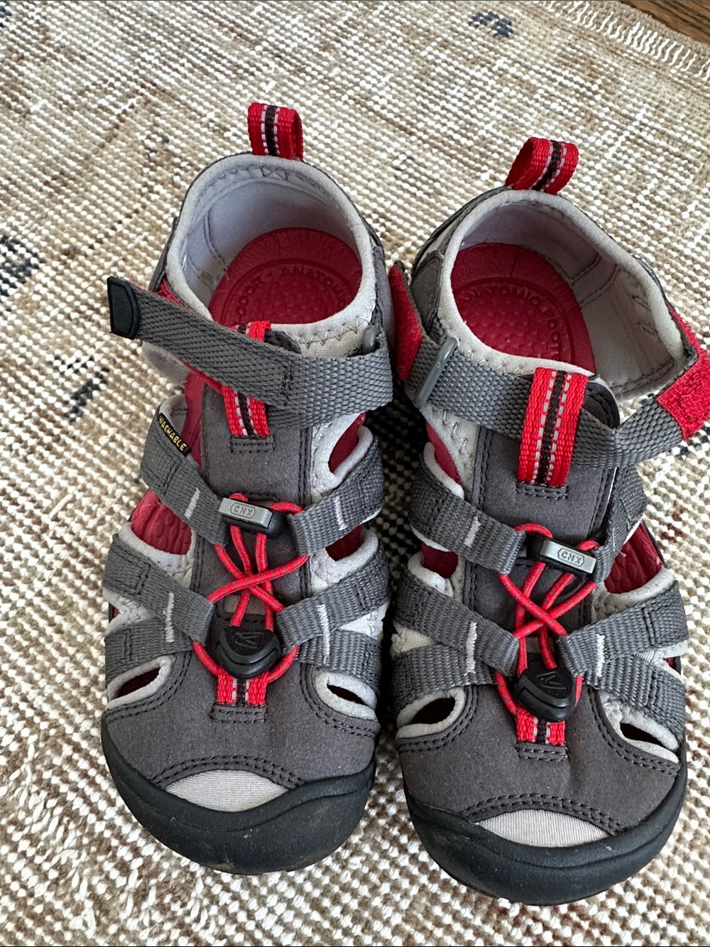 Keen Kids Gray and Red Closed-Toe Sandals